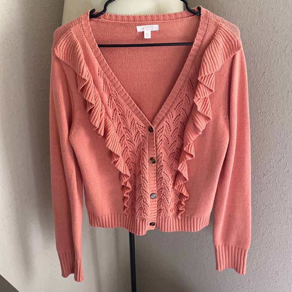 LC Lauren Conrad women’s ruffle knit cardigan